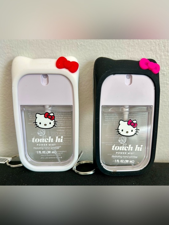 Hello Kitty Other - Hello Kitty White & Black Sanitizer Spray Keychain with Red Bow Accents